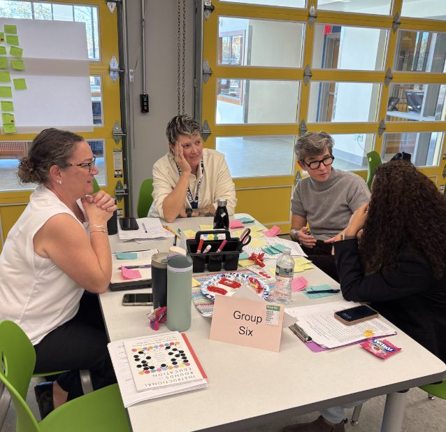 Educators working in small groups at a professional learning session